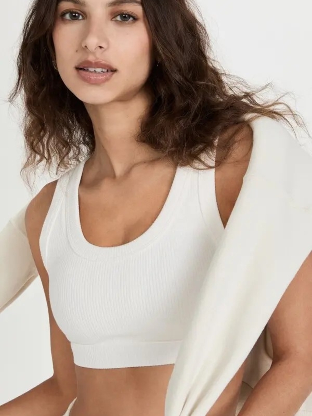 ALO Yoga Ribbed Scoop Crop Tank - White